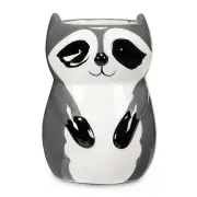 Stunning Grey Ceramic Sitting Raccoon Mini Decorative Planter/Vase