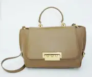 ZAC Zac Posen Women's Eartha Folded-Gusset Leather Satchel, Natural, MSRP $495