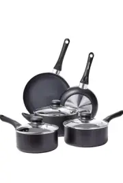 Amazon Basics Non-Stick 8 Piece Cookware Set In Black