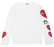 [COMME des GARCONS PLAY] Three Heart Sleeve Tee Men