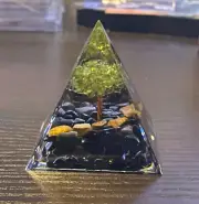 Tree of Life Orgone Pyramid Paperweight Crystal Resin Decor