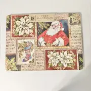 NEW Benson Mills 100% Cork Placemats Set of 4 Christmas Santa Claus Poinsettia