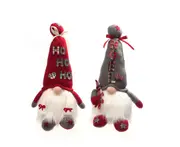C299 2PCS Christmas Forest Old Man Doll with Light Glowing Dwarf Rudolph Faceless Doll Christmas Home Decoration