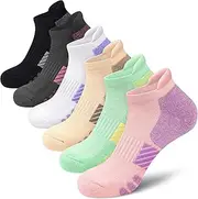 [WISVOOO] Ankle Socks Women Running Athletic Cushioned Socks 6 Pairs