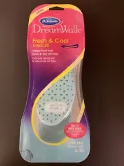 Dr. Scholl’s Dream Walk Fresh And Cool Insoles Women’s Sz 6-10 With Gel In Heal