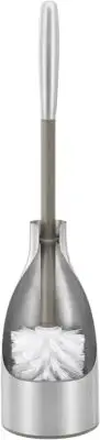 Polder Sleek Stainless Steel Toilet Brush with Caddy, Slim and Discreet Design,