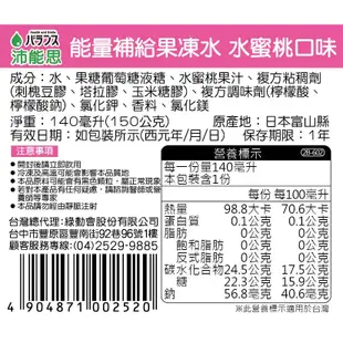 日本BALANCE沛能思 能量補給果凍水150g(水蜜桃/青蘋果/溫州柑橘/麝香葡萄)【甜蜜家族】