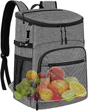 Insulated Backpack Cooler | Thermal Cooler Bags Insulated | Large 30 Can Capacity Camping Daypack for Hiking Travel Work Beach Boating BBQ Fishing Picnic Lunch