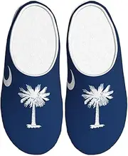 [EdWal] South Carolina Flag print Winter Warm Slippers Indoor Anti-skid Plush Slippers Relaxing at Home for Women Men
