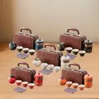 Travel Tea Set Porcelain Tea Set Tea Canister with Bag 3 Tea Cups Kung Fu Tea