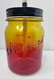 Mason Jar Tabletop Torch Ombre Fuschia/Yellow Glass Outdoor Ambiance Lighting