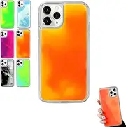 Glavecase-The Luminous for iPhone Case, Liquid Fluorescent Thin Slim Shock Proof Moving Quicksand Case, Glitter Bling Noctiluncent Phone Cover for iPhone 7/8/11/12/13/14/15/16 (xs max,Orange)