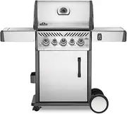 Napoleon Rogue 3 Burner 304 Stainless Steel Gas Grill with Side Burner and Rear Burner, Black
