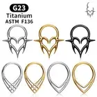 ASTM F136 G23 TItanium Piercing Septum Heart Nose Rings 16G Hinged Clicker Tragu