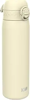 ION8 Lightweight Steel Water Bottle, 600 ml, Non-Insulated, Leak-Proof, One Hand Opening, Secure Locking, Dishwasher Safe, Flip Lid, Carry Handle, Easy to Clean, Creamy White