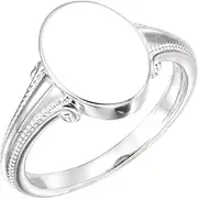 [JewelryWeb] 925 Sterling Silver Polished Oval Signet Ring Size 6.5 Band Style-Ring for Women