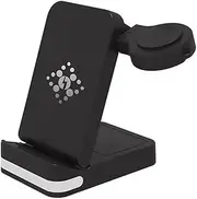 Black,3 in 1 Foldable Wireless Charging Station, Fast Charging Wireless Charger with Night Light, for iPhone 16/15/14/13/12, Apple Watch/Airpods/Huawei/Samsung Etc.