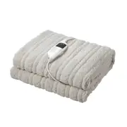 Bedra Electric Heated Blanket Washable Throw Rug Sherpa Coral Fleece Navy Beige