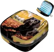 Period Bag,Sanitary Napkin Storage Bag,Autumn Dog Leaf,Tampon Bag for Purse