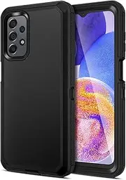 [Jiunai] for Samsung A23 Case, [Shockproof] [Anti-Dust] [Heavy Duty Protection] Tough Rugged Dual Layer Raised Edge Outdoor Protective Hybrid Phone Case for Samsung Galaxy A23 5G 2022 (NOT for UW) Black