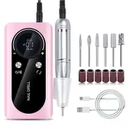 Beakey 45000 RPM Cordless Nail Drill Kit Rechargeable for Acrylic Gel Nails-Pink