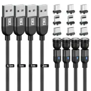 BIG+ Magnetic Charging and Data Cable with 540° Rotating Head [4 Pack Various...
