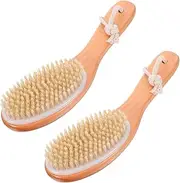 Beaupretty 2Pcs Long Handled Ergonomic Wooden Handle Exfoliating Bath Brush with Soft Bristles for Gentle Skin Cleansing and Rejuvenation Shower Dry Brushing