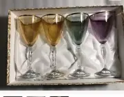 Cristalleria Fratelli Fumo Wine Glass Goblets Set of 4 New Open Box