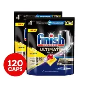 2 x 60pk Finish Powerball Ultimate All in 1 Dishwashing Caps Lemon Sparkle