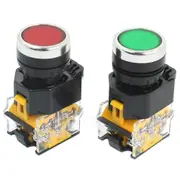 2pcs 22mm Mount 10A 380V DPST Red Green Momentary Push Button Switch black