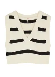 Free People Santa Monica Striped Cotton-blend Vest - Black And White - M (UK 12-14 / M) M (UK 12-14 / M)