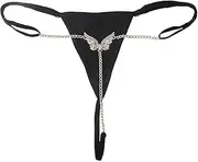 [Generic] Sexy Rhinestone Butterfly Back Chain Thong Belly Waist Chain Mini Underwear Crystal G String Thong Panties Body Jewelry