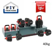 40kg Adjustable Dumbbell Set Octagonal Barbell Kettlebell Push up stand 4-in-1