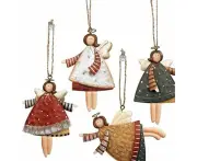 Christmas Angel Ornaments, 4 PCS Metal Angel Pendants, Christmas Tree Hanging Decorations, Angel Ornaments for Tree Decor