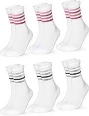 [Occulto] Women's Retro Tennis Socks Pack of 6 (Model: Steffi)