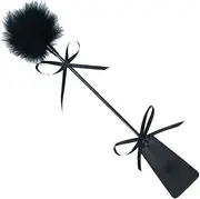 JIHUOO PU Leather Riding Crop Whip Feather Cleaning Duster Slapper Paddle Equestrian Crops Role Play Toys for Adults Couples Black