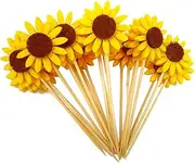Honbay 24PCS Cute Sunflower Cupcake Toppers Fruit Picks Cake Decorations