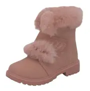 Rentoes Faux Suede Boots with Fluffy Trim
