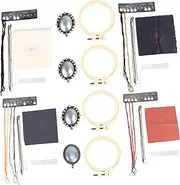 TEHAUX Unique Handmade Necklace Cross Stitch Embroidery Pendant Flower Kit DIY Necklace Set