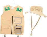 1 Explorer Vest Costumes Apparel Travel Kit Explorer Performance Props Explorer Dress Accessories Explorer Cosplay Costume Explorer Costume Fabric Beige