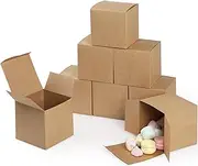 Geepen 40-Pack Kraft Gift Boxes 10x10x10cm, Small Brown Paper Boxes with Lids for Favours, Weddings, Parties, Jewellery, and DIY Crafts Brown