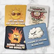 Mother Nature Set Of 4 Neoprene Coasters With Sassy and Sarcastic Quotes