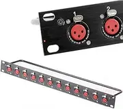 Rack Patch Panel 8 12 16 Way XLR Female Canon Connnector 1U Flight Case Mount for Professional Loudspeaker Audio Cable Dj Mixer (Bundle : 1U-12 Way)