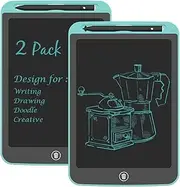 [2 Pack] TIQUS LCD Writing Tablet Pad 9.25 Inch Ewriter Electronic Board and MeMO Notes for and Adults at Home School and Office Middle Stylus [Light Blue]