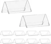 10 Pcs Clear Acrylic Sign Display Holder,20 x 8 cm Clear Plastic Name Plates for Desk, Acrylic Sign Display Holder Price Name Card Label Slant Back Tag Stand, for Office, Store, Restaurant
