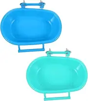 Generic 2pcs Parrot Bathing Tub Durable Hanging Accessory Convenient Plastic Basin for Parakeets Safe Material Multi Functional Bird Cage Bathing Box