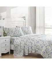 Laura Ashley Meadow Floral 100% Cotton 300 Thread Count Sateen Sheet Set