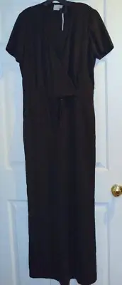 New Women’s Asos Long Wrap Jumpsuit Short Sleeve size 10 Eu 42 black