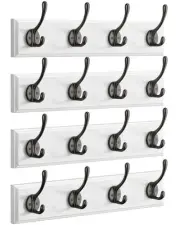 Coat Rack Wall Mount, 4 Pack Wall Hook Rack, White Coat Hanger Wall Mount wit...