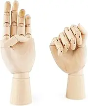 2 Pack 12Inches Flexible Wood Hand Model Wooden Mannequin Right Left Hand Drawing Figure Artist Manikin Hand Model Art Sketching Painting for Home Office Desk Decoration